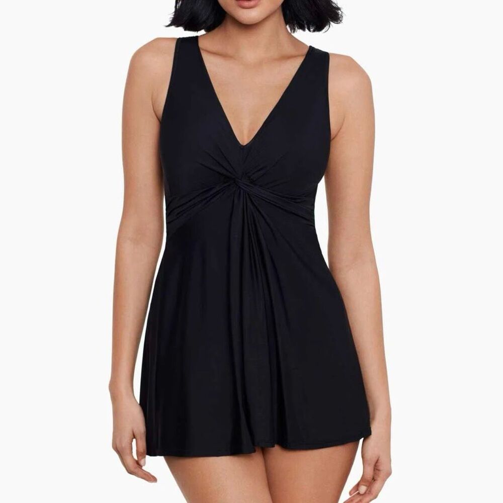 Miraclesuit Black Marais One Piece Swim Dress 12